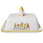 Wholesale - 7" SUNFLOWER GNOME BUTTER DISH, UPC: 197798006496